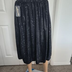 Metro Wear Skirt Womens S Lined Sheer Black Shimmer Elastic Waist.